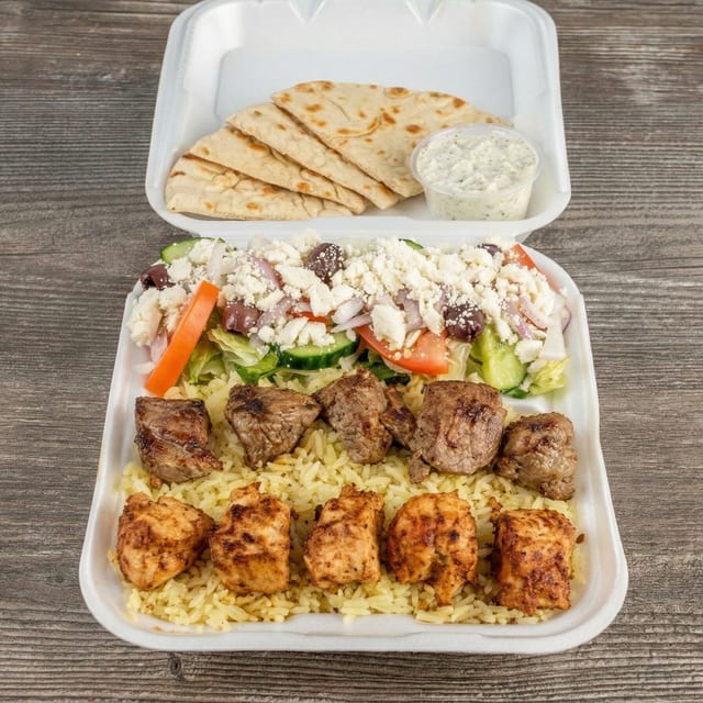 Lamb & Chicken Combo Plate.